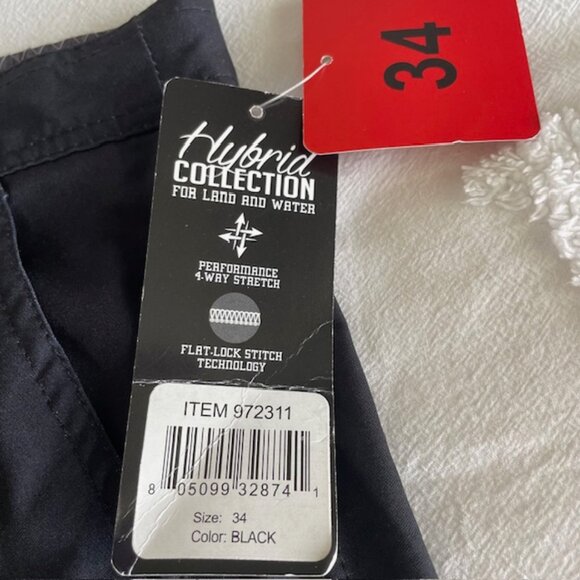 Da Hui Board Shorts Men 34 Black Gray Swim Trunks Hybrid 10 Inch Water Resistant - Picture 4 of 10